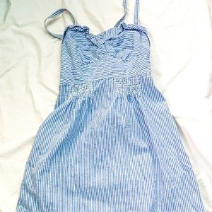 American Eagle Blue White Pinstriped Dress